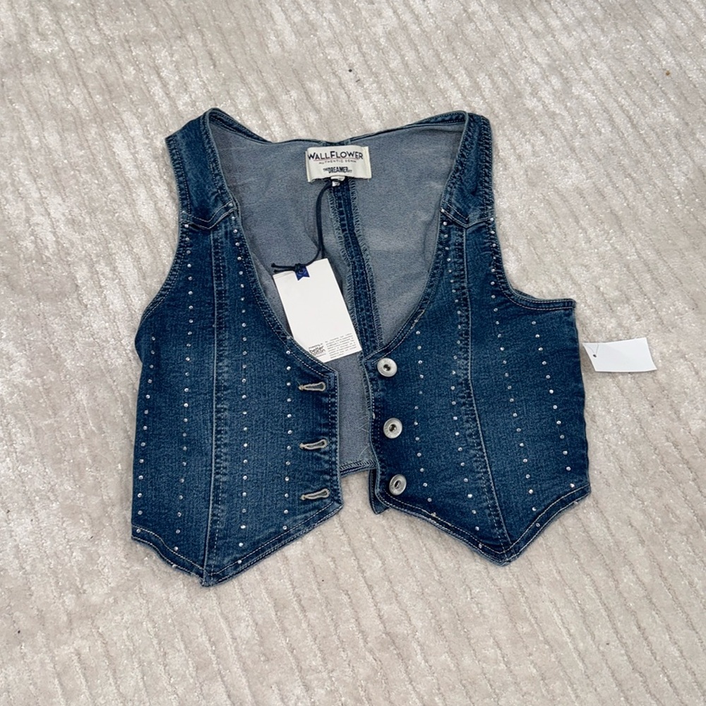 Wallflower Bling Denim Vest Size Xs NWT